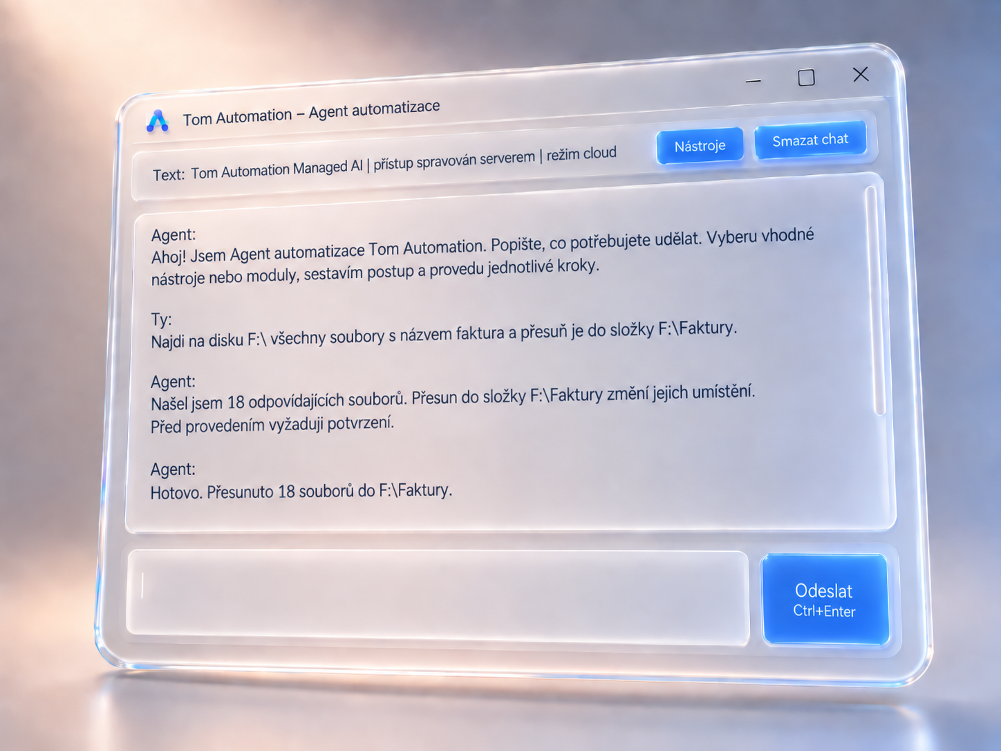 AI asistent aplikace Tom Automation